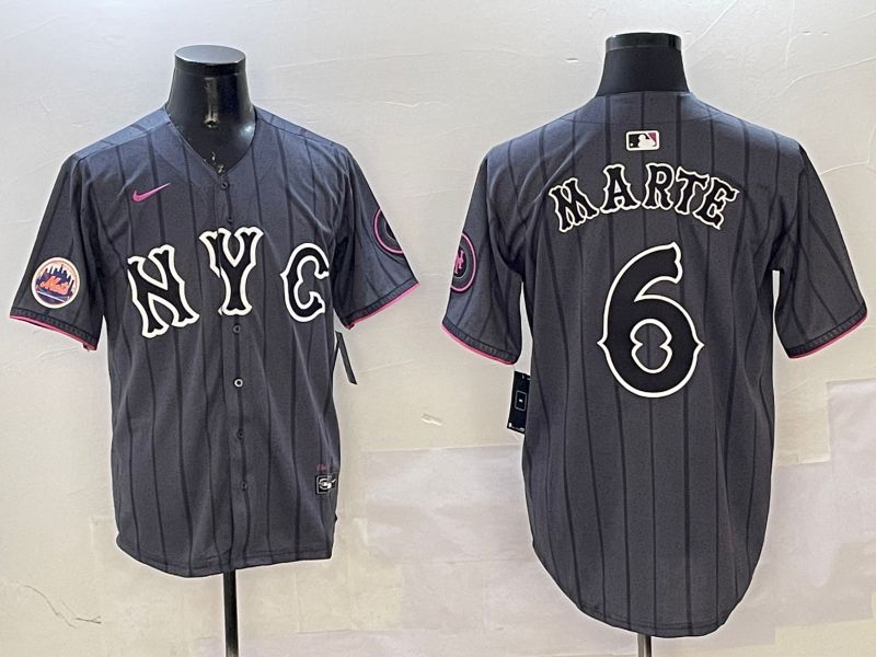 Men New York Mets 6 Marte Black City Edition 2025 Nike MLB Jersey style 2
